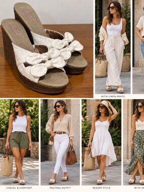 Mudd White Eyelet Lace Double Bow Wedge Sandals – Size 8